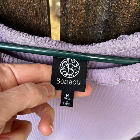 Bobeau Purple Ruffle Ribbed Tank Top Sz M - Picture 3 of 8